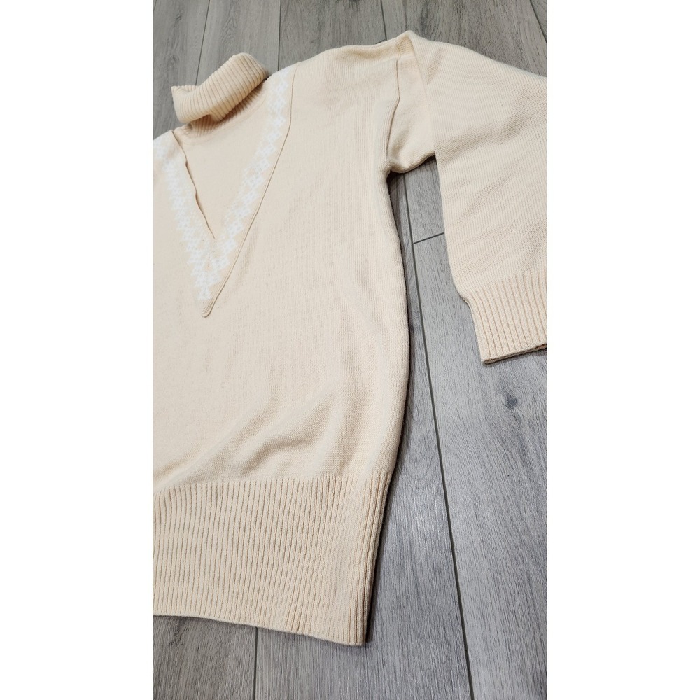 Vintage Liz Claiborne Lambswool Blend Turtleneck Sweater Cream/Peach Women's M - Picture 6 of 13